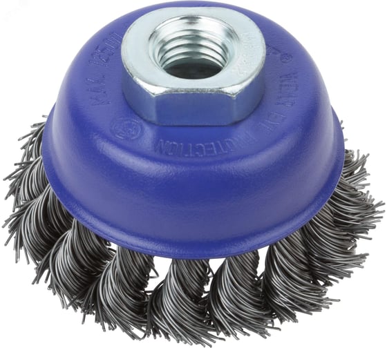 Щетка CUTOP Profi для УШМ, М14, тип Чашка, крученая витая проволока 0.5 мм, 65 мм, блистер 82-897