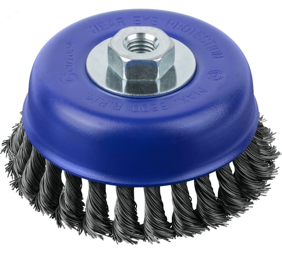 Щетка CUTOP Profi для УШМ, М14, тип Чашка, крученая витая проволока 0.5 мм, 125 мм, блистер 82-900