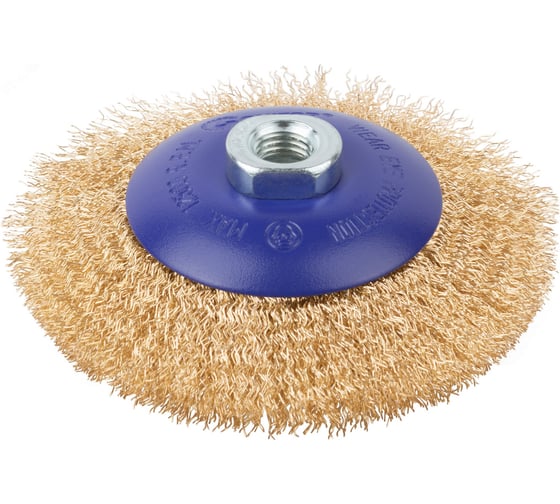 Щетка CUTOP Profi для УШМ, М14, тип Тарелка, латун. витая проволока 0.3 мм, 125 мм, блистер 82-903