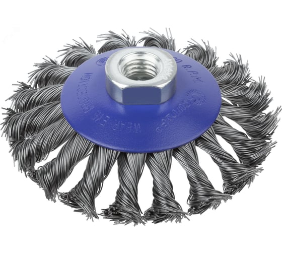 Щетка CUTOP Profi для УШМ, М14, тип Тарелка, крученая проволока 0.5 мм, 100 мм, блистер 82-905