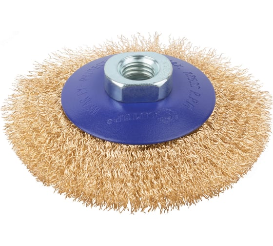 Щетка CUTOP Profi для УШМ, М14, тип Тарелка, латун. витая проволока 0.3 мм, 100 мм, блистер 82-901