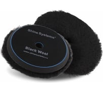 Полировальный круг Shine systems из черного меха Black Wool Pad, 130 мм SS623