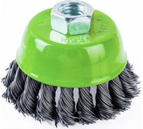 Щетка чашечная жгутовая проволочная ОТП для УШМ, 75 мм, М14, ворс 20 мм, пучков 18, 14000 об/мин, сталь 0.5 мм 010310010204030201 01 03 10 01 02 04 03 02 01