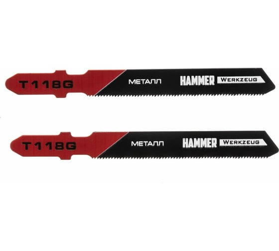Пилка по тонкому металлу Flex 204-126 JG MT T118G (2 шт; 76 мм; шаг 0.8 мм; HSS) для лобзика Hammer 62723