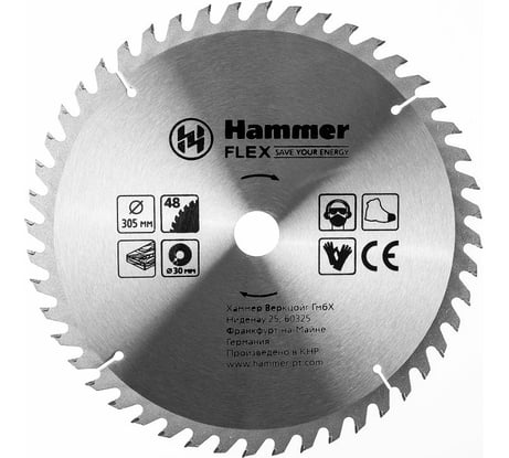 Диск пильный по дереву Flex 205-132 CSB WD (305х30 мм; 48 зубьев) Hammer 316754