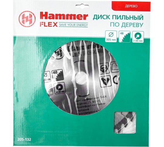 Диск пильный по дереву Flex 205-132 CSB WD (305х30 мм; 48 зубьев) Hammer 316754