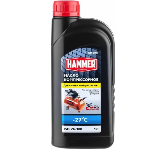Масло компрессорное 502-005 ISO VG-100 1 л Hammer 697142
