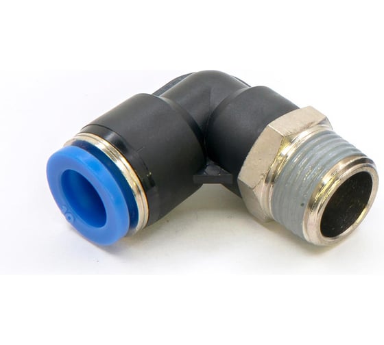 Пневмофитинг цанговый L-образный с наружной резьбой HIMPT 10 шт PL 10-03 (R3/8) 00-00026549