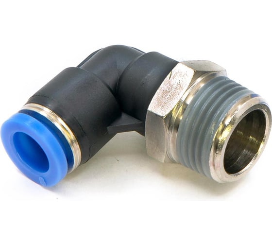 Пневмофитинг цанговый L-образный с наружной резьбой HIMPT 10 шт PL 8-03 (R3/8) 00-00026538