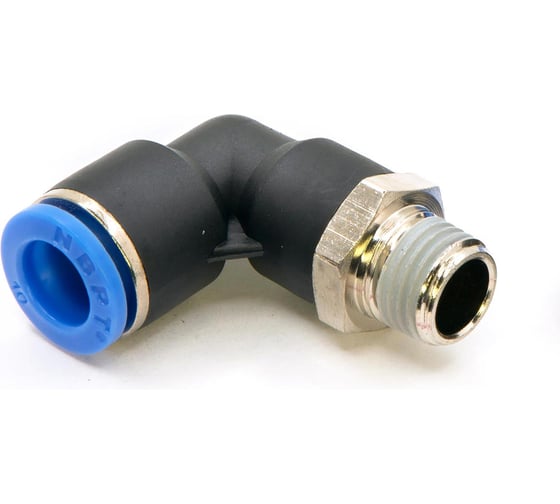 Пневмофитинг цанговый L-образный с наружной резьбой HIMPT 10 шт PL 10-02 (R1/4) 00-00026548