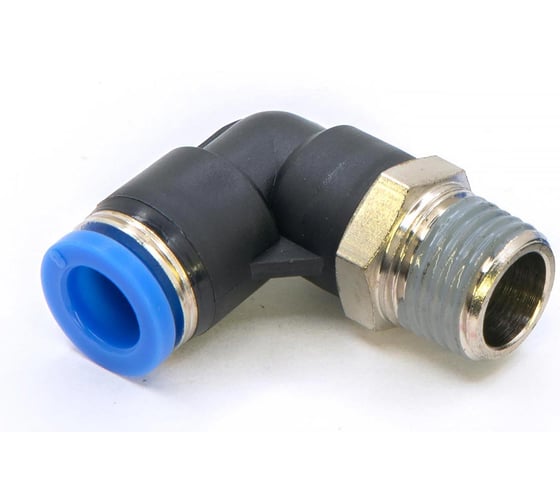 Пневмофитинг цанговый L-образный с наружной резьбой HIMPT 10 шт PL 8-02 (R1/4) 00-00026537