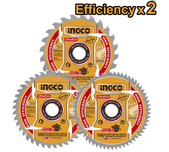Набор пильных дисков INGCO 165 мм 3 шт INDUSTRIAL TSB16503