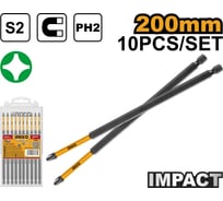 Набор ударных бит INGCO PH2, 200 мм 10 шт INDUSTRIAL SDBIM11PH285