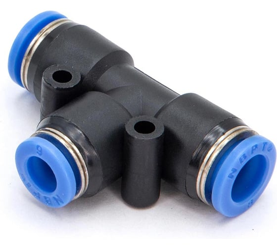 Фитинг пневматический цанговый пластиковый Т-образный переходной HIMPT PUT 08-6 10 шт 00-00026773