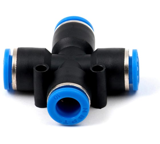 Фитинг пневматический цанговый пластиковый Х-образный HIMPT PZA 10 5 шт 00-00026795 1