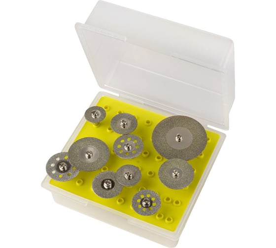 Набор алмазных дисков c титановым покрытием DLT для гравера, 10шт, 16/16/18/18/20/22/25/30/35/40мм 1500