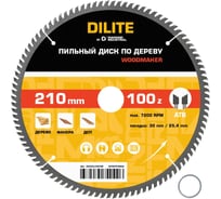 Диск пильный Diamond Industrial по дереву 210х30/25.4 мм Z=100 ATB WoodMaker DILITE DIDDDL210Z100