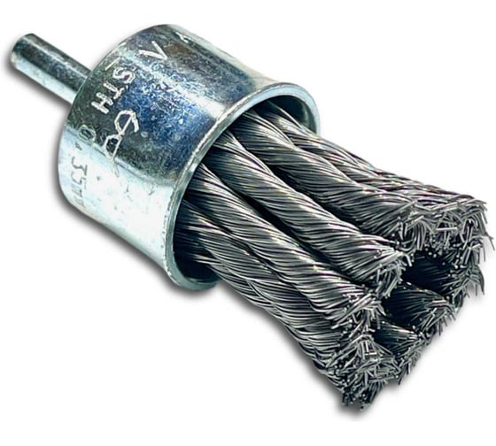 Щетка Lessmann концевая жгутовая 29мм, стальная 0.35мм, хвостовик 6мм 456278