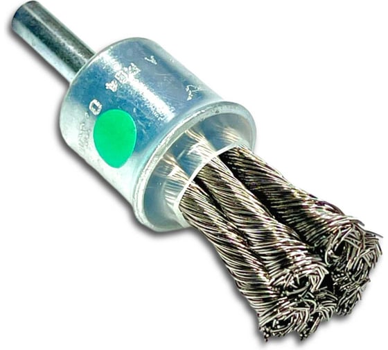 Щетка Lessmann концевая жгутовая 19мм, нержавеющая сталь 0.35мм, хвостовик 6мм 453378