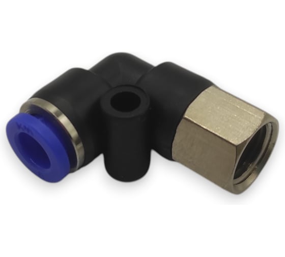 Фитинг цанговый угловой Контактная Механика G1/8, трубка 6мм KZPLF06-01G