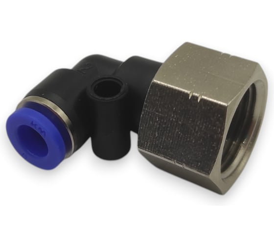 Фитинг цанговый угловой Контактная Механика 3/8, трубка 6мм KZPLF06-03P