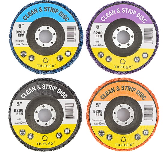 Диски зачистные коралловые TILFLEX 125 mm (черный, синий, фиолетовый, оранжевый) (набор - 4 шт.) TL43KIT4