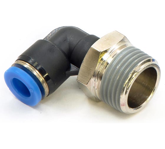 Пневмофитинг цанговый L-образный с наружной резьбой HIMPT PL 6-03 (R3/8) 10 шт 00-00026527