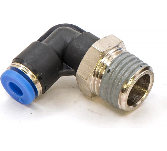 Пневмофитинг цанговый L-образный с наружной резьбой HIMPT PL 4-02 (R1/4) 10 шт 00-00026519