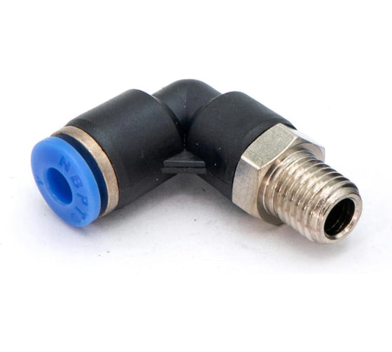 Пневмофитинг цанговый L-образный с наружной резьбой HIMPT PL 4-М8х1 10 шт 00-00026523