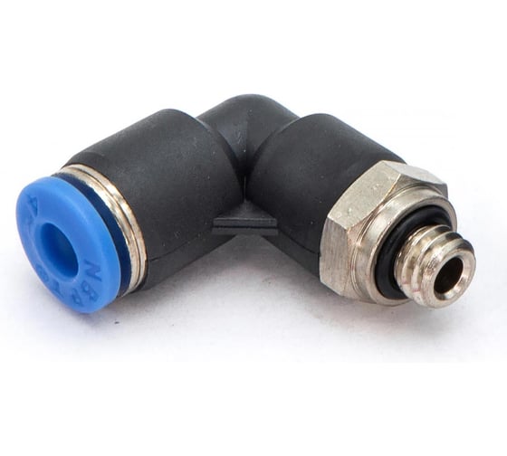 Пневмофитинг цанговый L-образный с наружной резьбой HIMPT PL 4-М6х1 10 шт 00-00026522