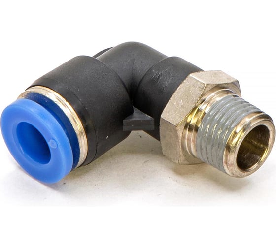 Пневмофитинг цанговый L-образный с наружной резьбой HIMPT PL 6-01 (R1/8) 10 шт 00-00026525