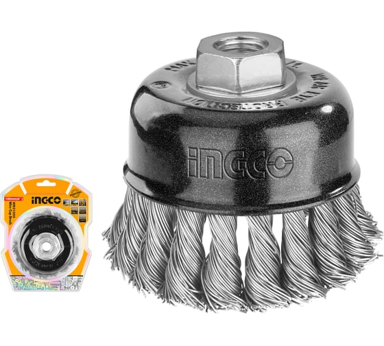 Проволочная щетка с гайкой INGCO 100 мм INDUSTRIAL WB21005