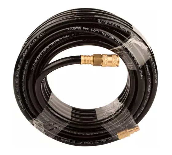Шланг GARWIN ПВХ (PVC) 12х18, 7.5 м, черный, БРС в комплекте, в бухте 808740-1218-07