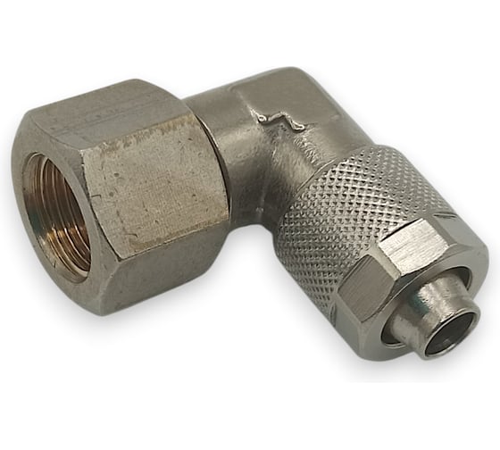 Фитинг с накидной гайкой Контактная Механика угловой, G1/8, трубка 8мм KMBLF08-G01
