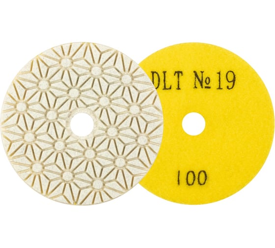 Круг алмазный гибкий шлифовальный DLT №19, O100мм, зернистость 100, для мокрой шлифовки АГШК 1951