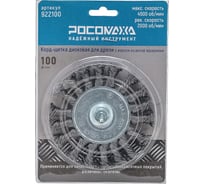 Корд-щетка дисковая РОСОМАХА для дрели с ворсом из витой проволоки 100 мм 922100