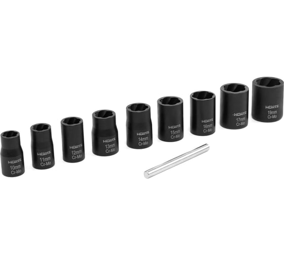 Набор головок HORTZ экстракторов наружных для поврежденных болтов/гаек 10-19 3/8 9 предметов CrMo 1159587
