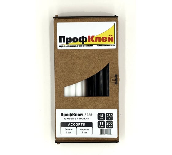 Клеевые стержни ПрофКлей 8225 ассорти (белые - черные), 11х200 мм, 14 шт, 280 г RU.8225.WB