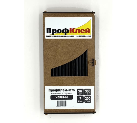 Клеевые стержни ПрофКлей 8279 черные, 7х200 мм, 36 шт, 300 г RU.8279.B