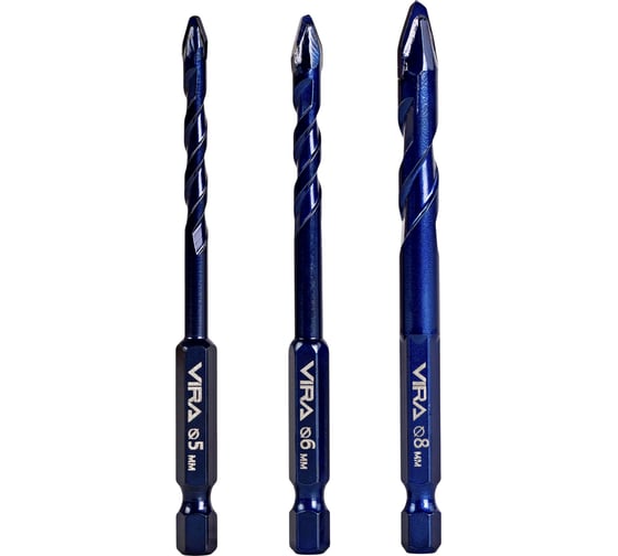 Набор сверл универсальных твердосплавных эксцентриковых VIRA 3 шт 555503