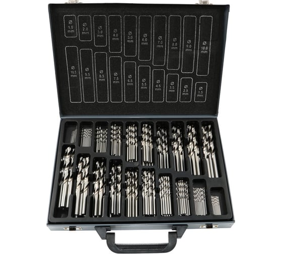 Набор сверл GARWIN 1.0-10.5, шаг 0.5, HSS-G, DIN338, 155 предметов GM-BS155