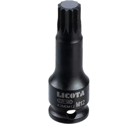 Головка торцевая Licota 3/8, Spline, M12, ударный A3MDM12