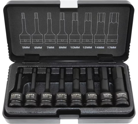 Набор шестигранников ударных Licota 1/2 5-17 мм 8пр. ASA-40005
