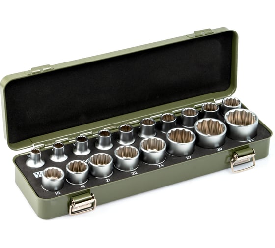 Набор головок двенадцатигранных Дело Техники 1/2 в металлическом кейсе, 18 штук 622128