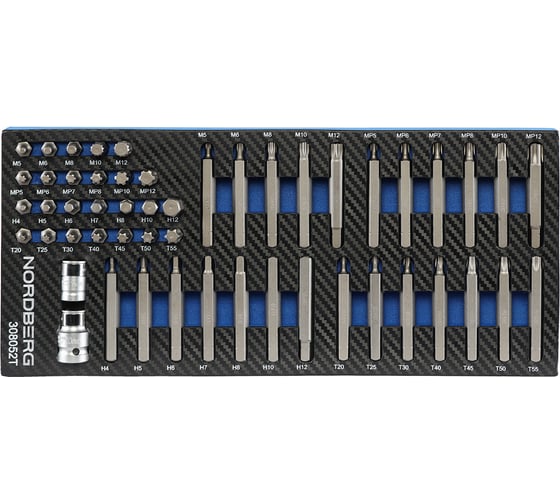 Набор бит NORDBERG в ложементе, 52 предмета 308052T