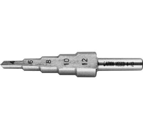 Сверло ступенчатое GARWIN 4,0-12,0 мм, 5 ступеней, HSS-Co5 102560-4-12-5