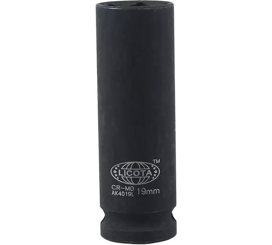 Головка Licota 1/2, 19 мм, торцевая, 6-гранная, ударная, глубокая, тонкостенная, для литых дисков AK4019L