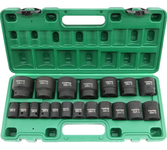 Набор ударных головок дюймовых GARWIN 1/2", 38 мм, 19 пр., 3/8 - 1-1/2 626521-19