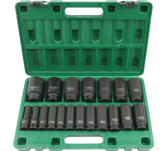 Набор ударных головок дюймовых глубоких GARWIN 1/2", 78 мм, 19 пр., 3/8 — 1-1/2 626526-19
