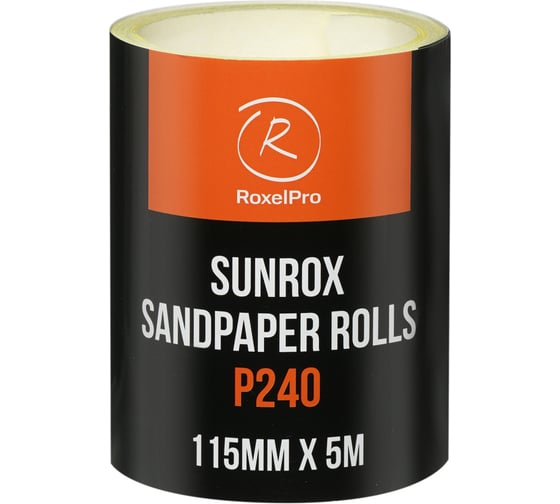 Шлифовальная бумага RoxelPro SUNROX в рулоне 115мм х 5м, золотистая, Р240 155612